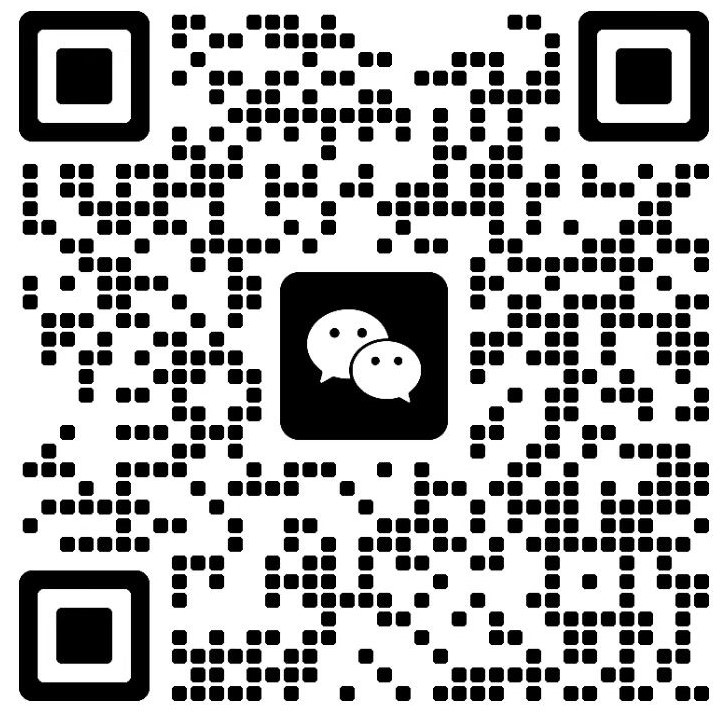 方形黑白二维码图案,白色背景,二维码下方有文字说明:扫码关注微信公众号